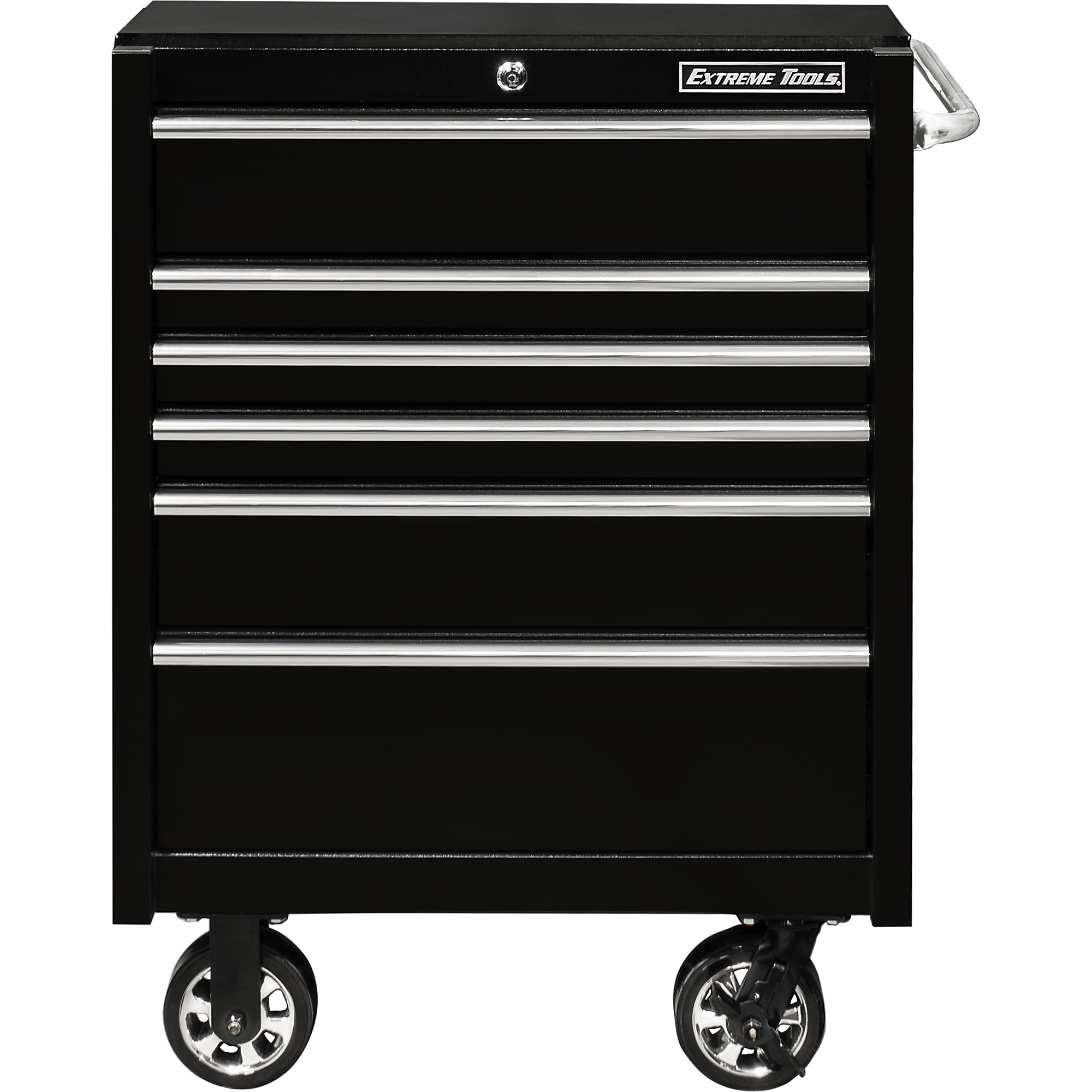 Extreme Tools PWS Series Roller Cabinet - 30in.W x 25in.D, 6 Drawers, 900-Lb. Load Capacity, Black, Model# PWS302506RCTXBK